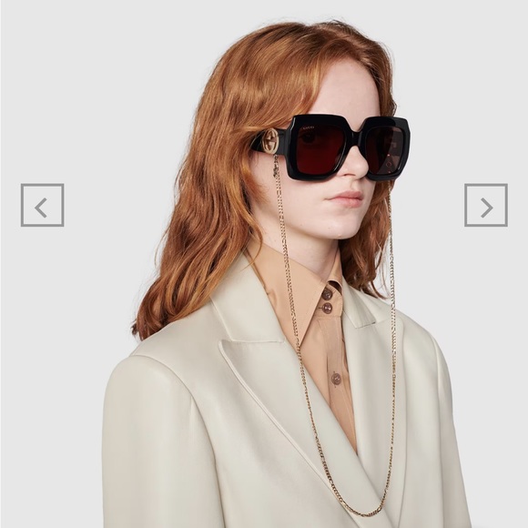 Gucci Rectangular sunglasses with chain - Picture 1 of 16